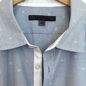 John Varvatos‎ Summer Blue & White XL Button Down Cotton Excellent Condition